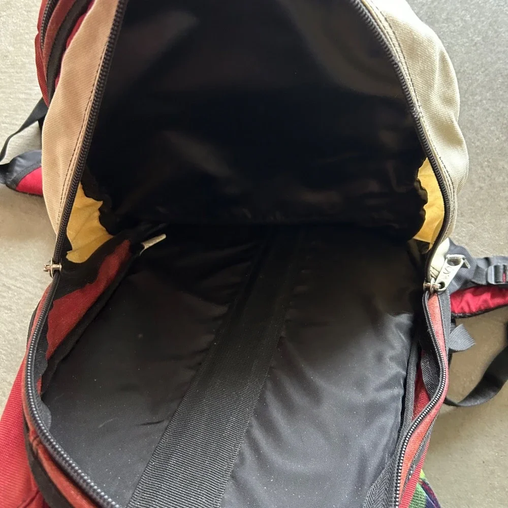 Vintage 90s JanSport Air Lift Technical Backpack Red Beige Outdoor Daypack 47120